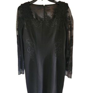 Elie Tahari Lace Sheath Dress Black Lined Women's Size Small